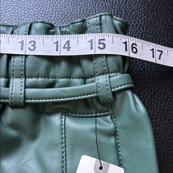 Anthropologie Pilcro Faux Leather Soft Parachute Pants Dark Green Sz S NEW - Picture 15 of 15